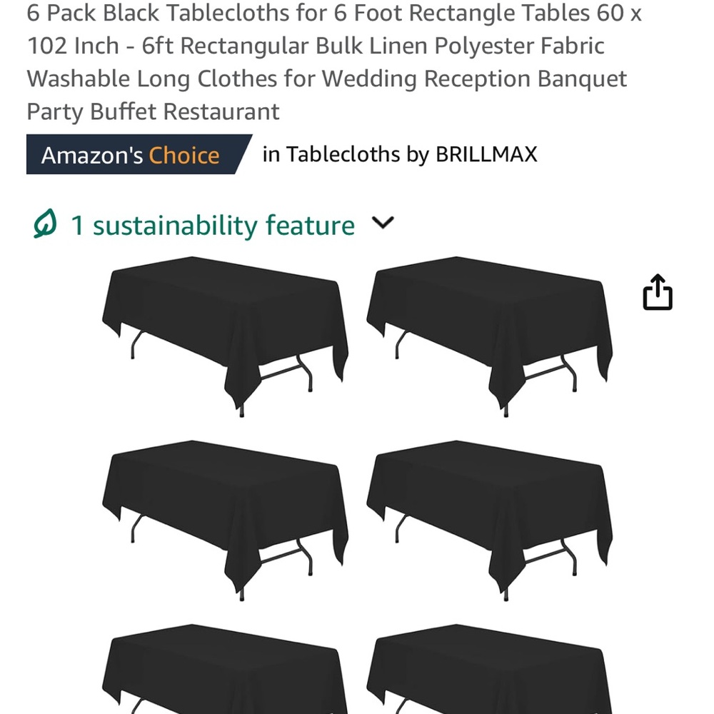 Black fabric tablecloths